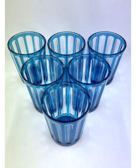 Set of 6 Blue Synthetic Crystal Glasses