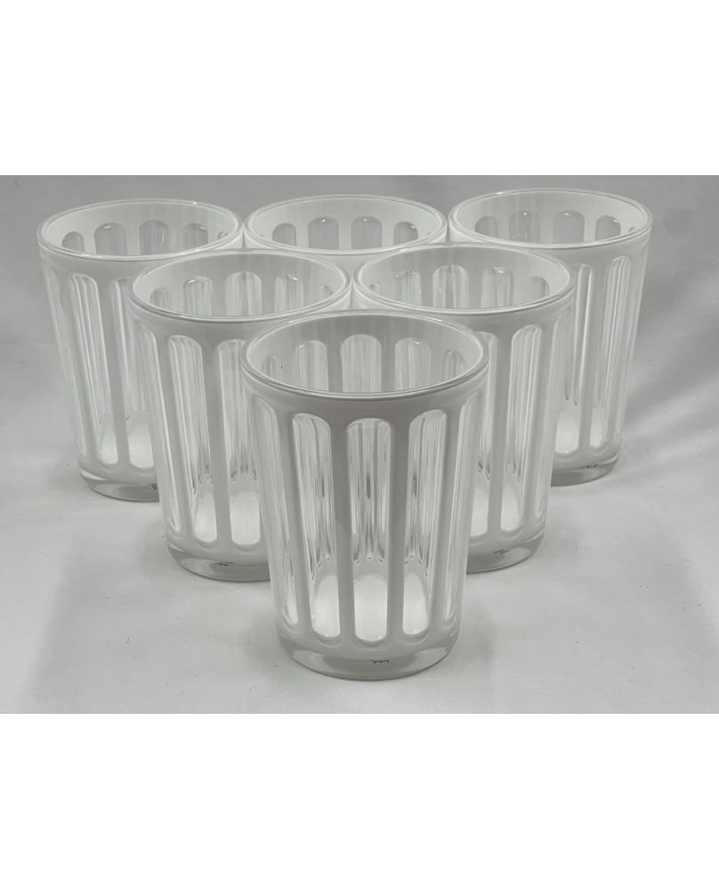 Set of 6 White Synthetic Crystal Glasses