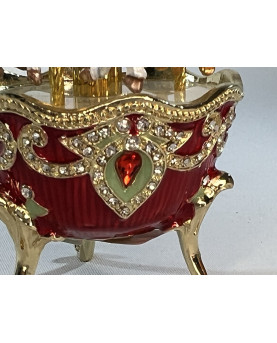 Red Carousel Music Box With Horses H12