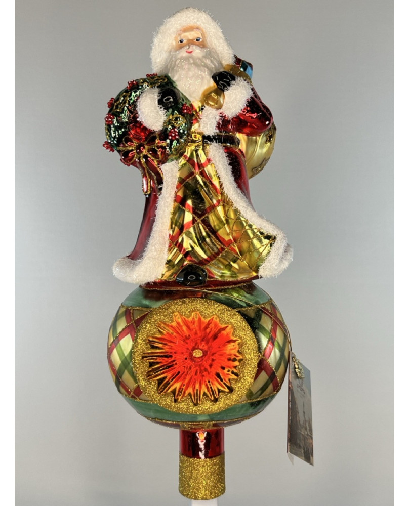 Santa Claus Christmas Tree Topper Blown Glass By Huras Family