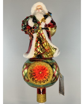 Santa Claus Christmas Tree Topper Blown Glass By Huras Family