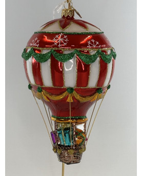 Hot Air Balloon Christmas Decoration in Blown Glass By Huras Family