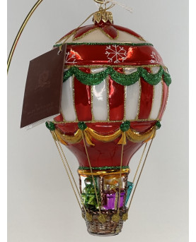 Hot Air Balloon Christmas Decoration in Blown Glass By Huras Family