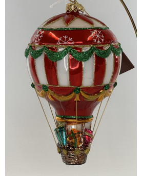 Hot Air Balloon Christmas Decoration in Blown Glass By Huras Family