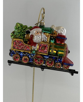 Santa Train Decoration in Blown Glass By Huras Family