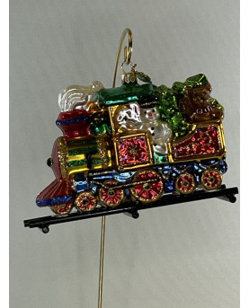 Santa Train Decoration in Blown Glass By Huras Family