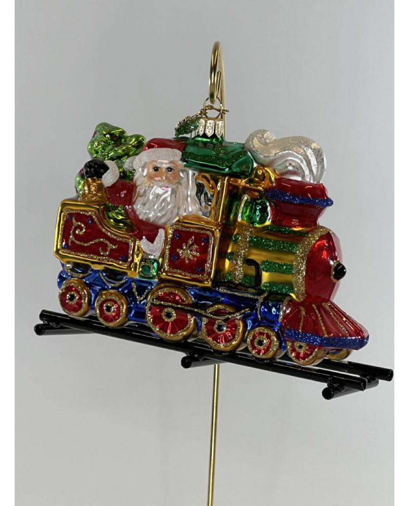 Santa Train Decoration in Blown Glass By Huras Family